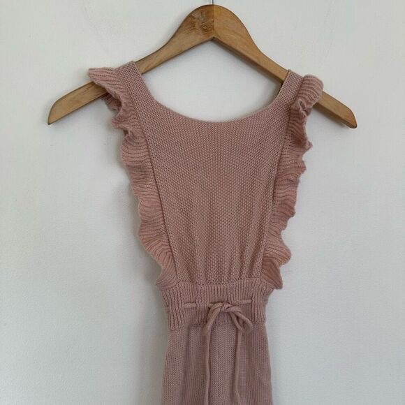 Holley + Sage Little Girls Pale Dusty Pink Merino Wool Made in Peru Knit Romper - Picture 5 of 13